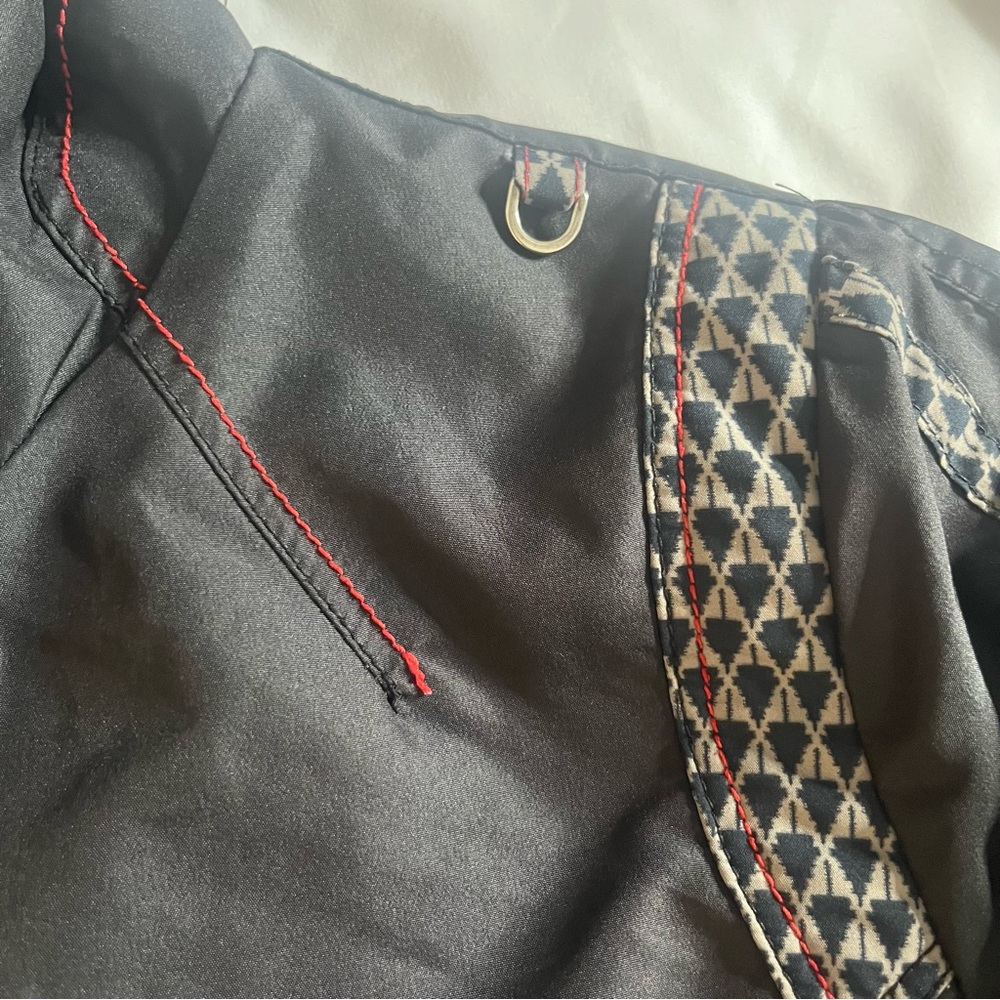 MYUNG SHIN Men’s Black Gray Red Contrast Stitched Hooded Toggle Nylon‎ Jacket XL - Picture 14 of 16